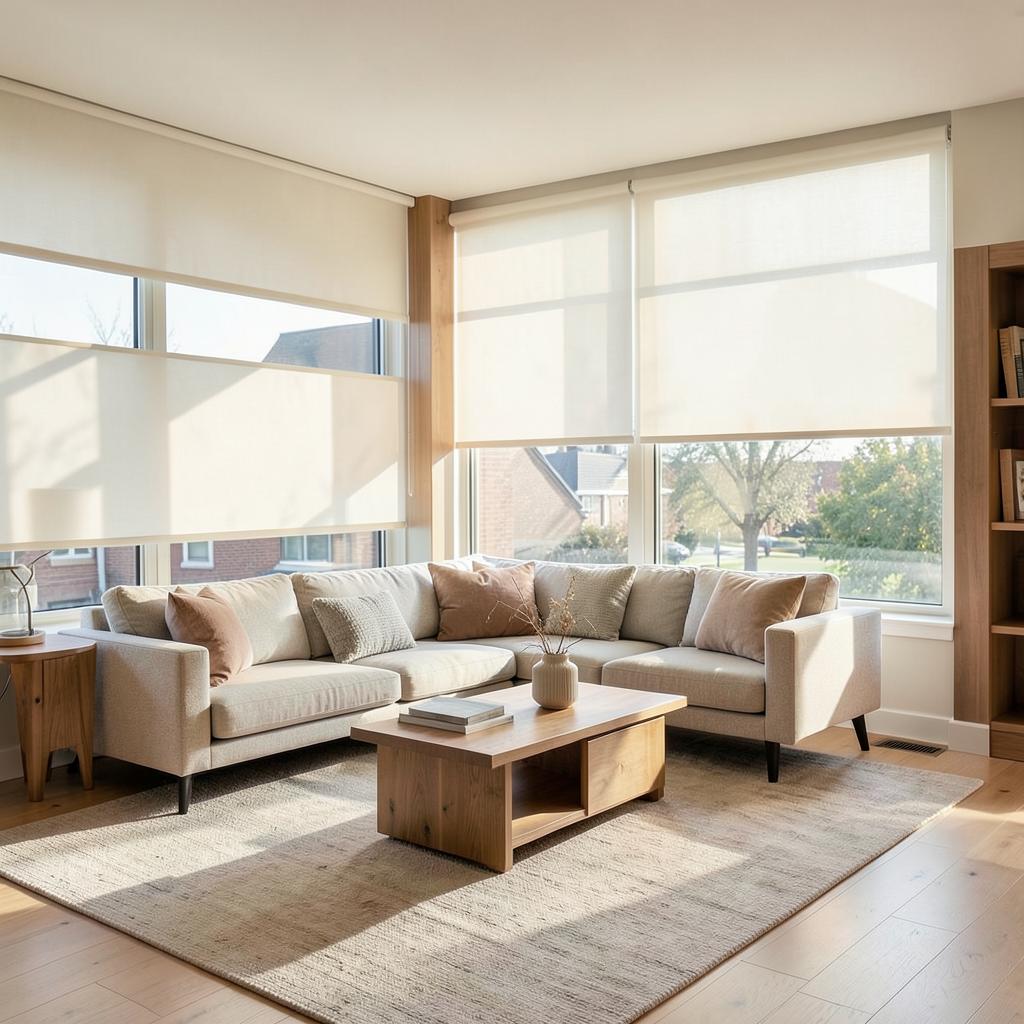 Roller Blinds installed in a modern Edmonton home
